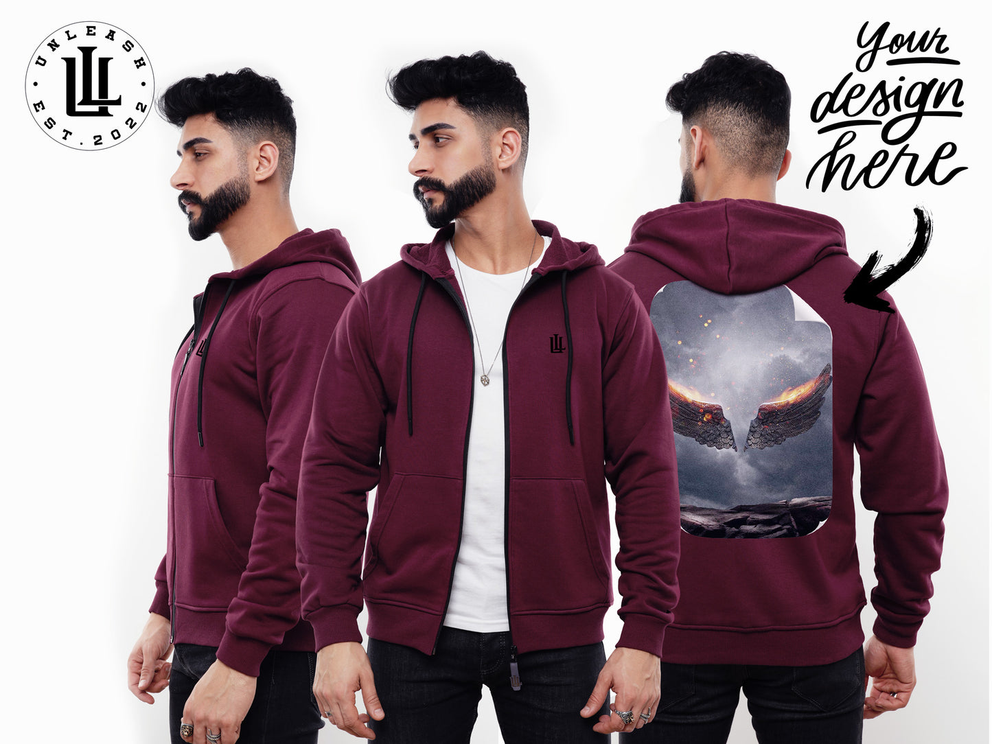 Custom Unleash Men's Zip-Up Hoodie